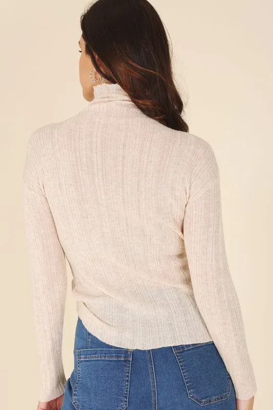 Mesquite Wool blended mock neck sheer sweater
