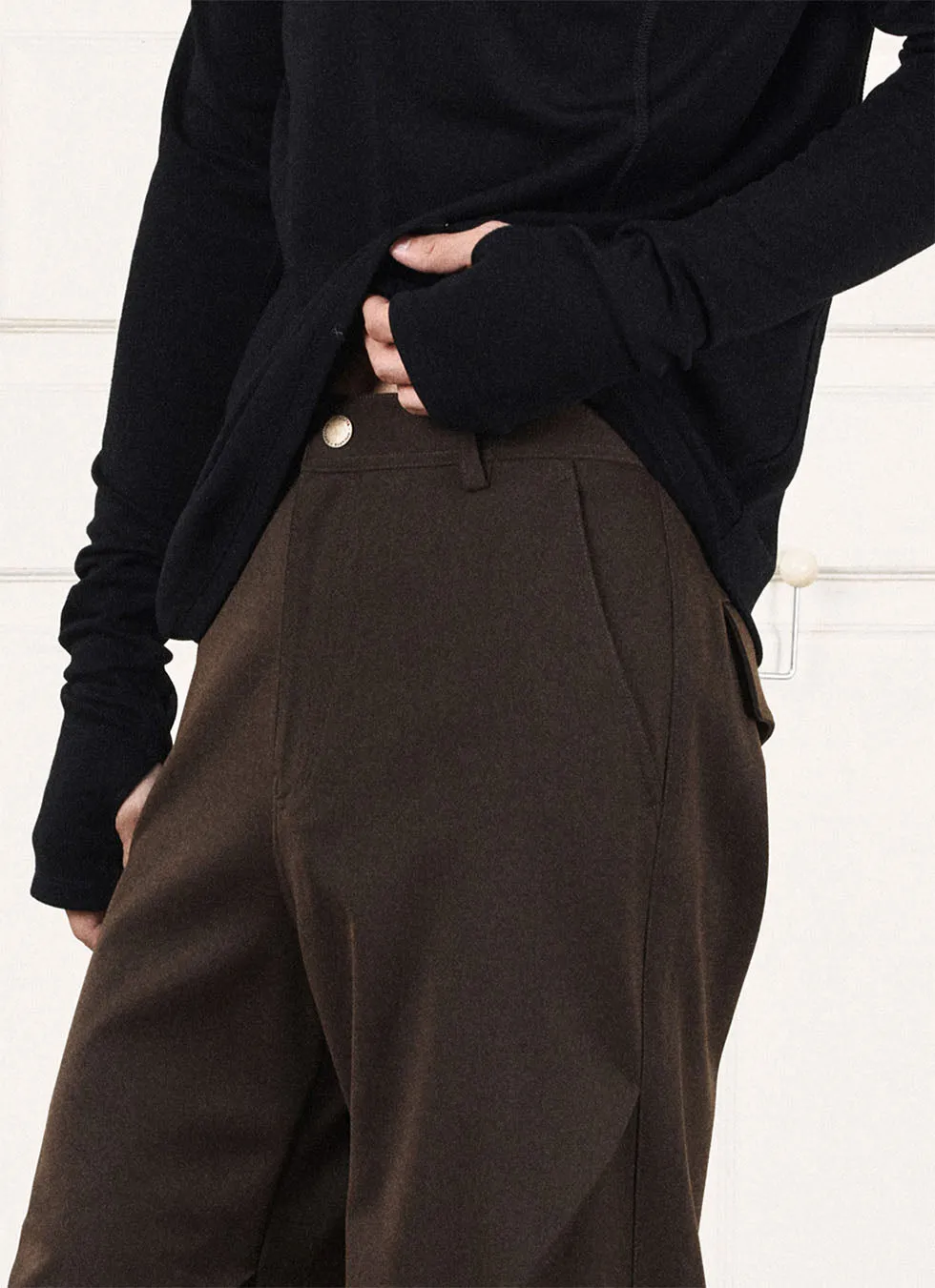 Multi-pleated Straight Casual Pants