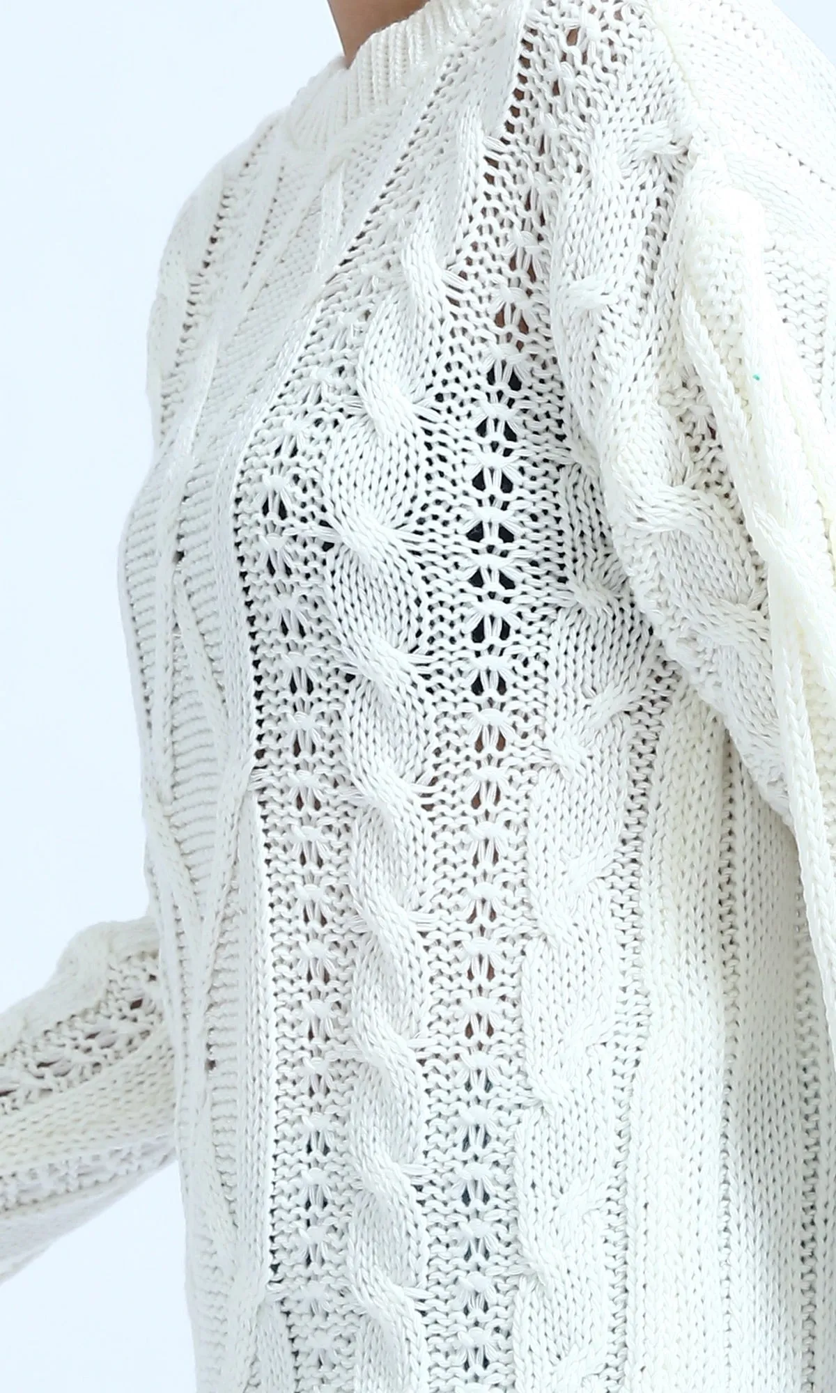 O192851 - Oversize Pullover with Curl Stitch - Off-White