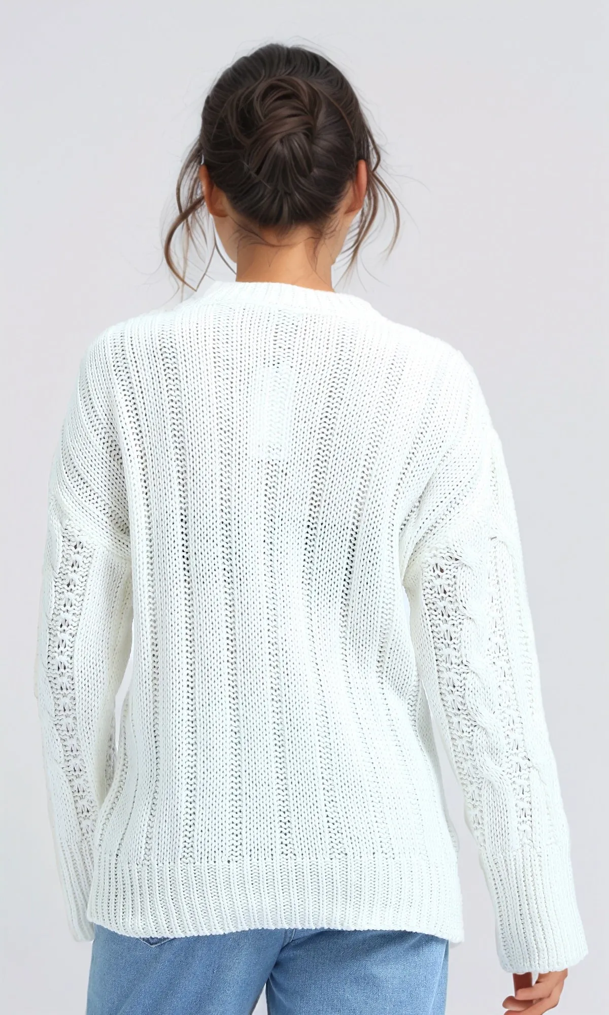 O192851 - Oversize Pullover with Curl Stitch - Off-White