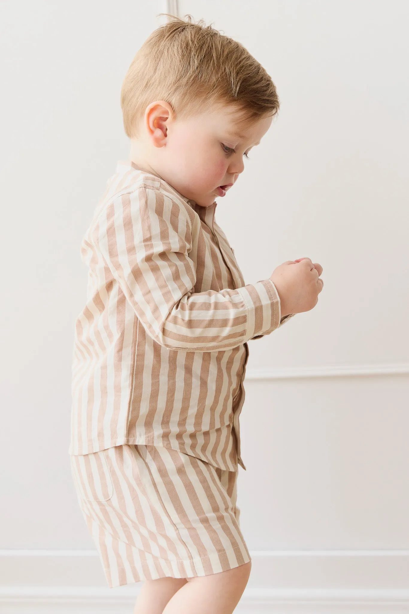 Organic Cotton Louis Short - Vertical Stripe Tiger/Cloud