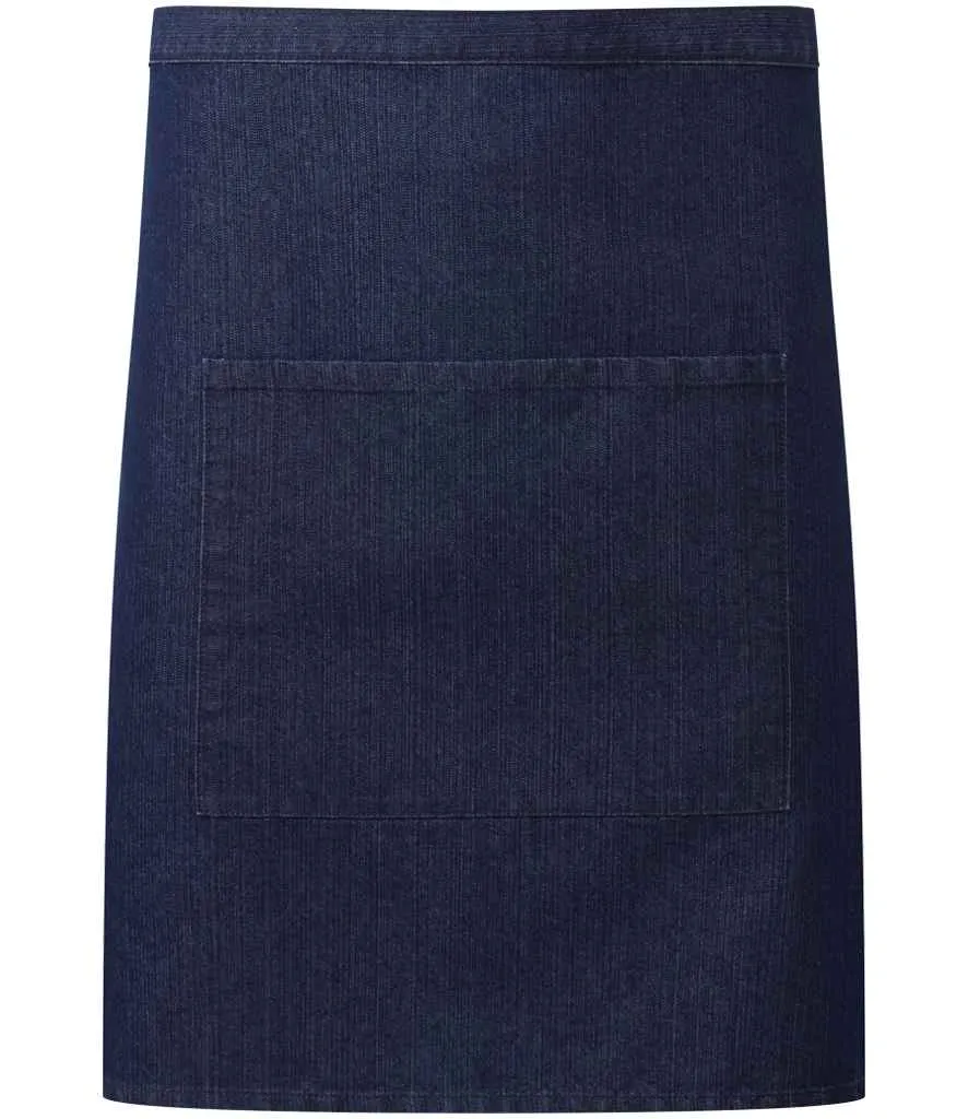 Premier 'Colours' Mid Length Apron with Pocket | Indigo Denim
