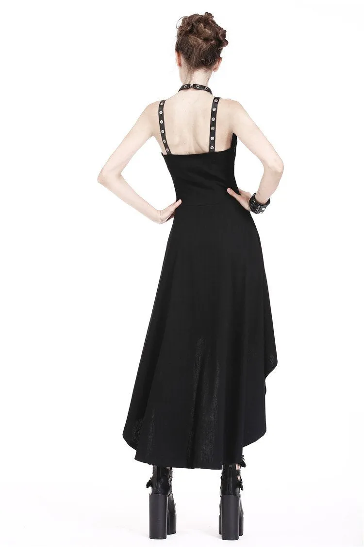 Punk knitted high-low dress with leather star across neck DW184