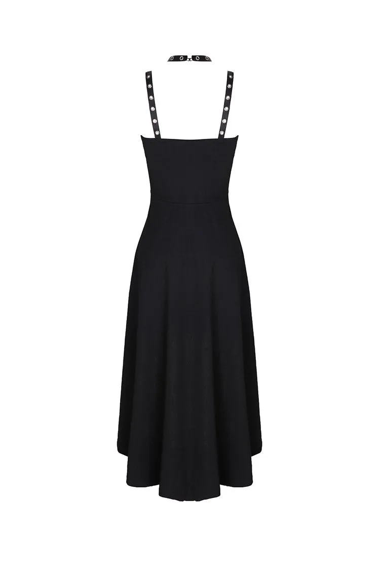 Punk knitted high-low dress with leather star across neck DW184