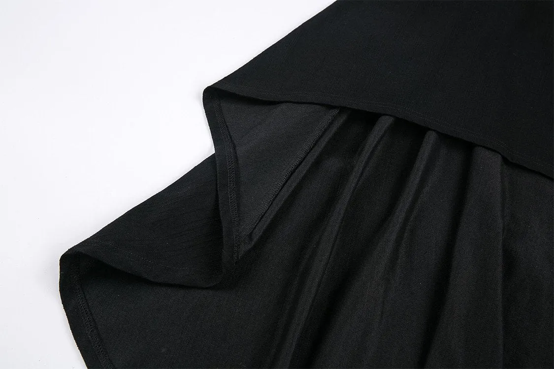 Punk knitted high-low dress with leather star across neck DW184