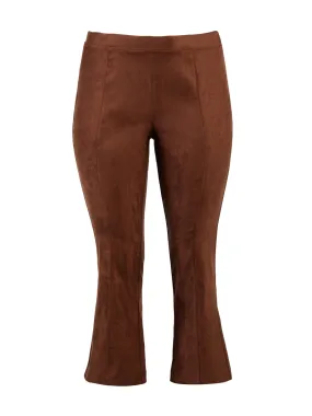 Suede Pull-On Slim Bootcut Pants