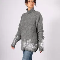 Sweater with handprint foil (alpaca) - Charcoal