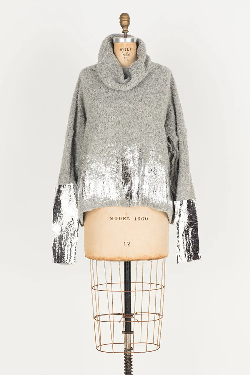 Sweater with handprint foil (alpaca) - Charcoal