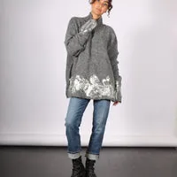 Sweater with handprint foil (alpaca) - Charcoal