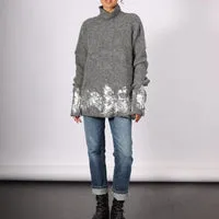 Sweater with handprint foil (alpaca) - Silver