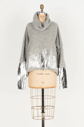 Sweater with handprint foil (alpaca) - Silver