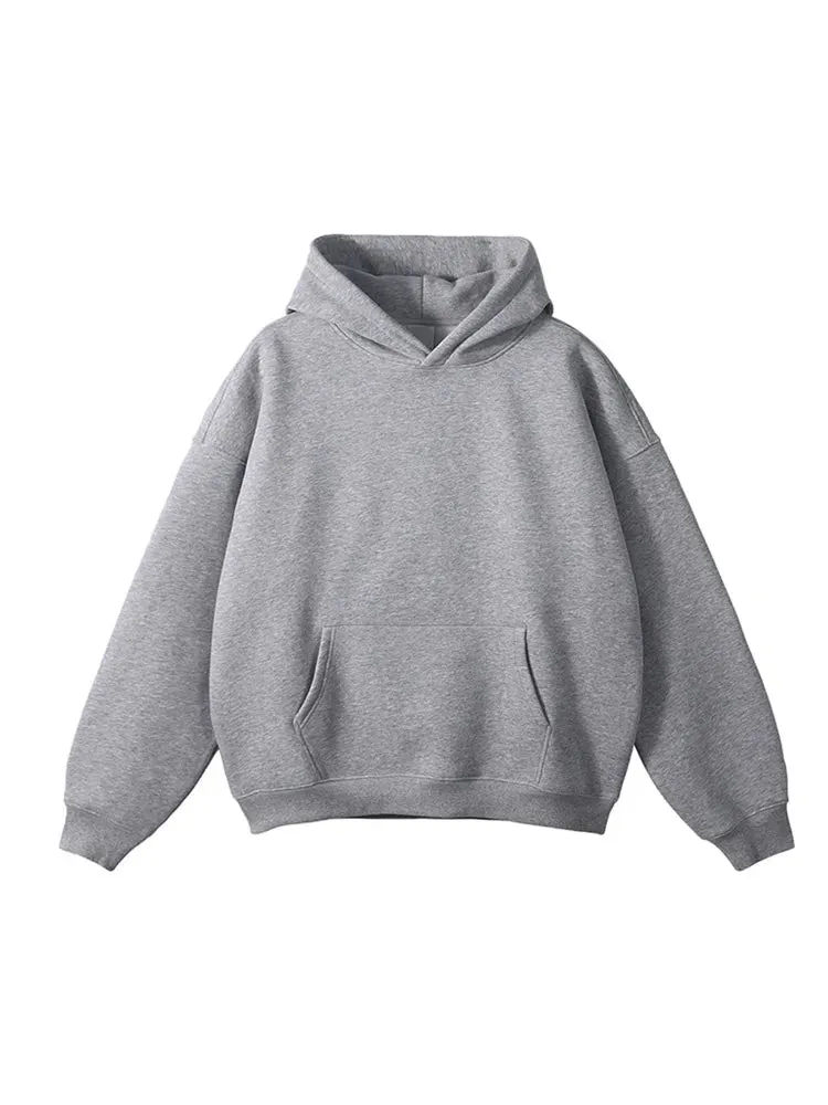 Toleet Heavy Weight American Style Hooded Sweatshirt Autumn Winter New Men's Stitched Hoodie Solid Casual Loose Simple Versatile