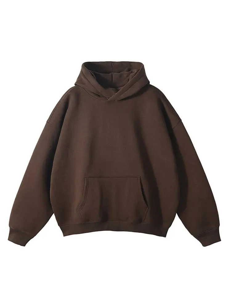Toleet Heavy Weight American Style Hooded Sweatshirt Autumn Winter New Men's Stitched Hoodie Solid Casual Loose Simple Versatile