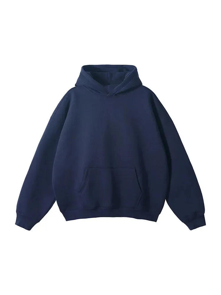 Toleet Heavy Weight American Style Hooded Sweatshirt Autumn Winter New Men's Stitched Hoodie Solid Casual Loose Simple Versatile