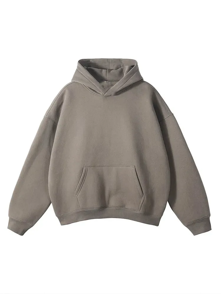 Toleet Heavy Weight American Style Hooded Sweatshirt Autumn Winter New Men's Stitched Hoodie Solid Casual Loose Simple Versatile