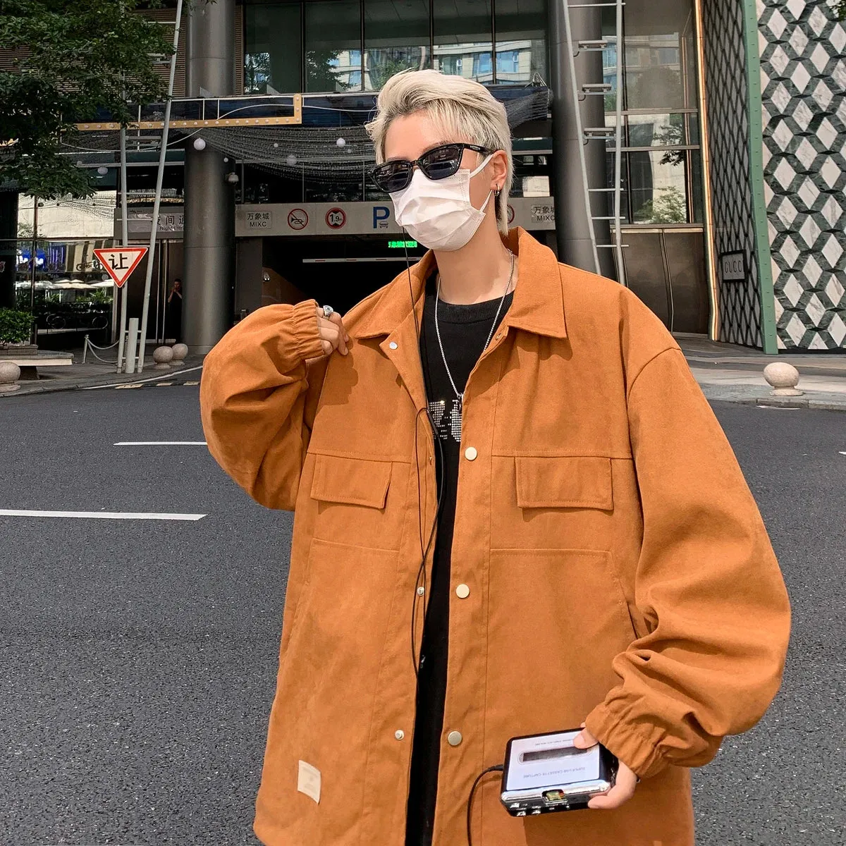 Wiaofellas  -  Men's Spring Autumn Retro Turn-down Collar Loose Coats Male Solid Pockets Jackets Men Long Sleeve Cargo Overcoats D528