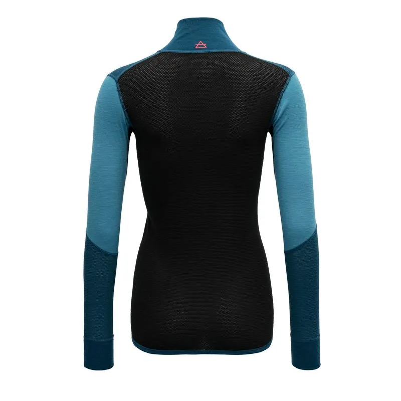 WOOL MESH WOMAN ZIP NECK 'FLOOD'